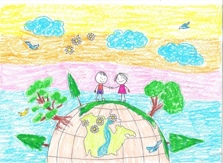 Рисунок зеленая Планета