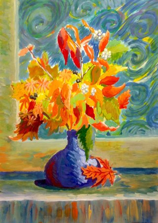 Осенний натюрморт гуашью