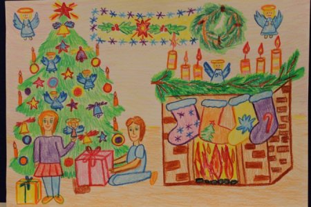 Рождество в семье рисунок