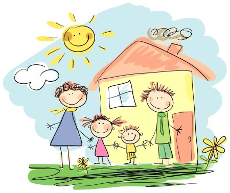 Детские рисунки счастливая семья