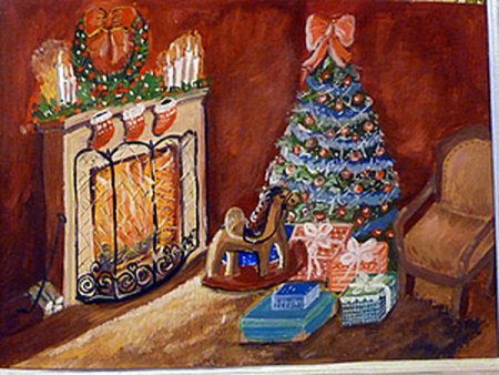 Камин ёлка в живописи