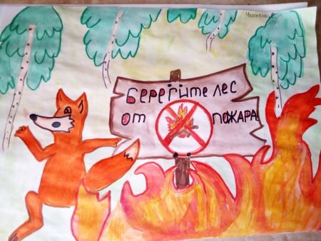 Рисунки про пожар в лесу на конкурс