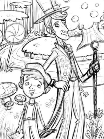 Раскраска Вилли Вонка и шоколадная фабрика