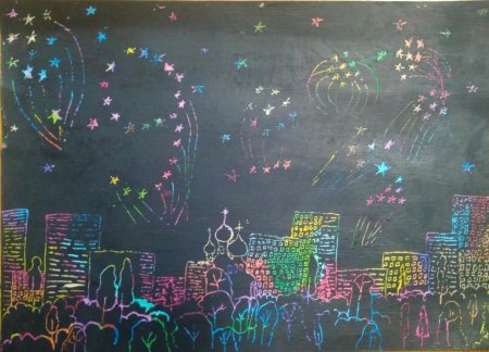 Граттаж салют Победы