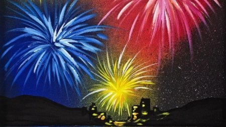 Салют цветными карандашами