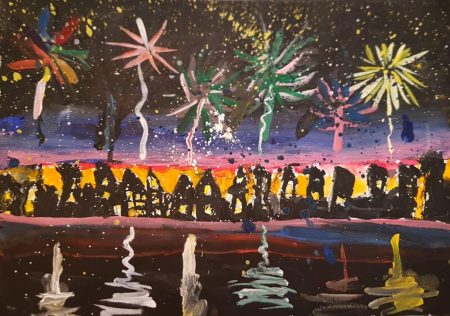 Рисование граттаж праздничный салют