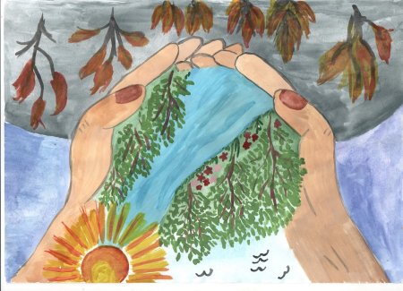 Лес красками для детей