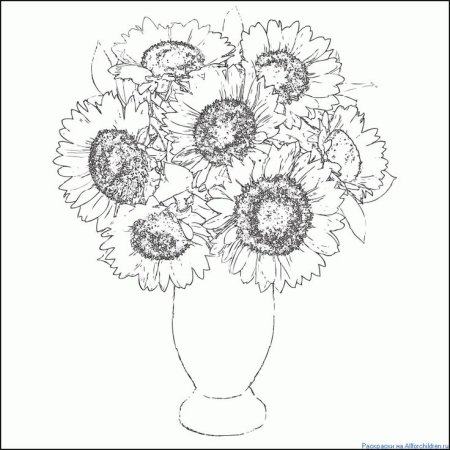 Ваза с цветами раскраска