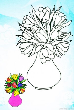 Эскиз композиции вазы с цветами