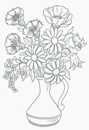 Поэтапное рисование вазы с цветами