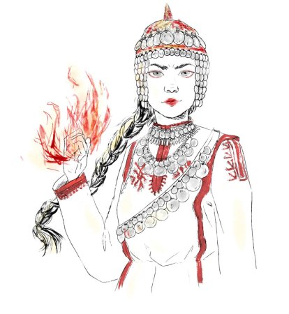 Чувашская девушка рисунок