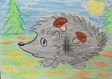 Рисунок на тему осень Ежик