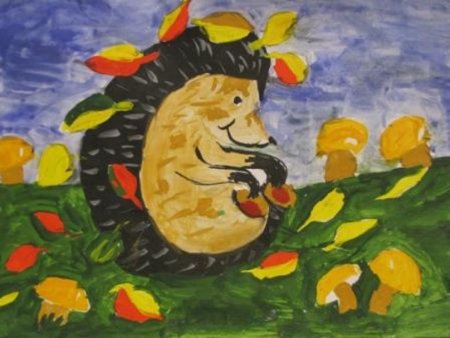 Рисование осенний Ежик