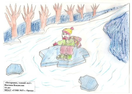 Рисунок на тему безопасность на льду