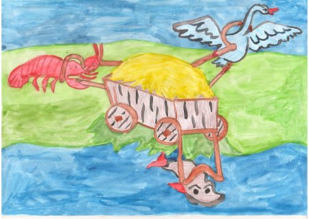 Лебедь, щука и рак. Басни