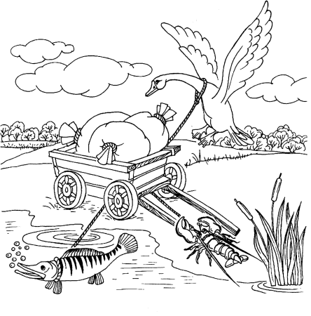 Иллюстрация к басне лебедь