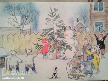 Рисование для детей праздник новый год