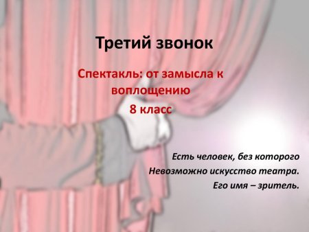 Тема: спектакль: от замысла к воплощению