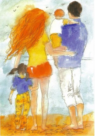 Рисование семья на прогулке