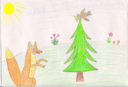 22.Иллюстрирование басни и. Крылова «ворона и лисица»