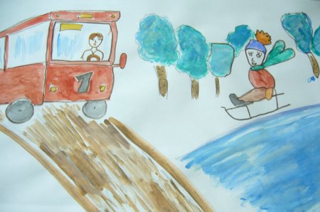 Рисование по правилам дорожного движения зимой