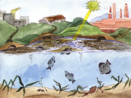 Загрязнение водоемов рисунок