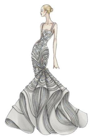 Эскиз девушки в платье