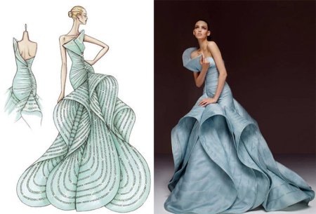 Эскизы платье и готовые изделия