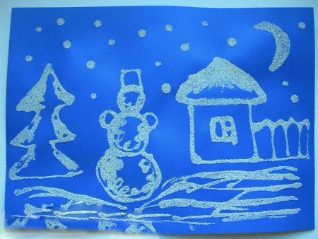 Рисование солью зима