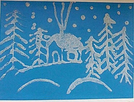 Рисование манкой зима