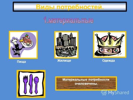 Виды потребностей материальные