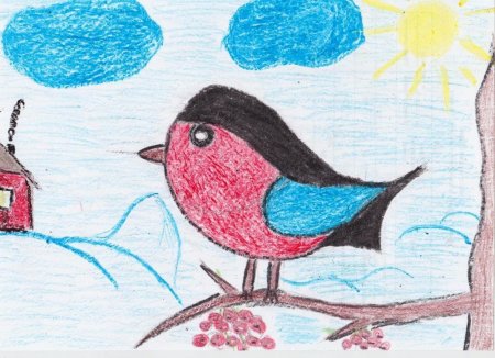 Птицы на ветке акварель