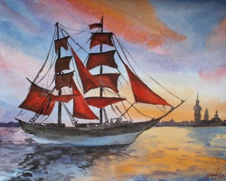 Раскраска кораблик в море
