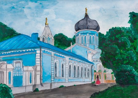 Курск Преображенский храм рисунок