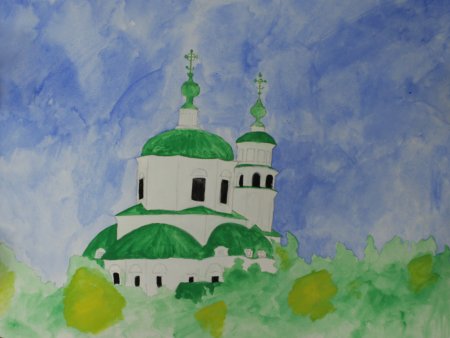 Рисунок на тему храмы в честь преподобного Сергия Радонежского