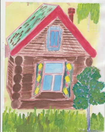 Рисование домика в деревне