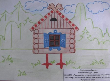 Рисование зимняя избушка