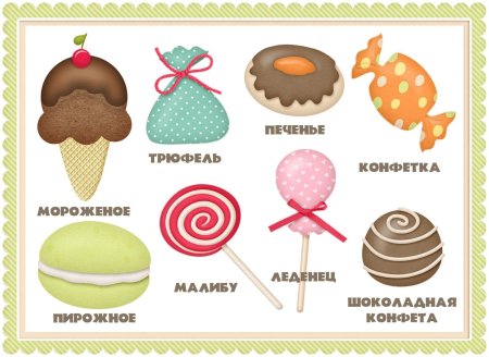 Сладости карточки для детей