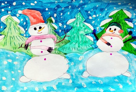 Снеговик рисунок