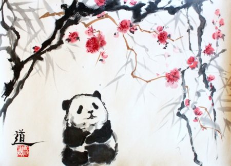 Панда китайская живопись у-син