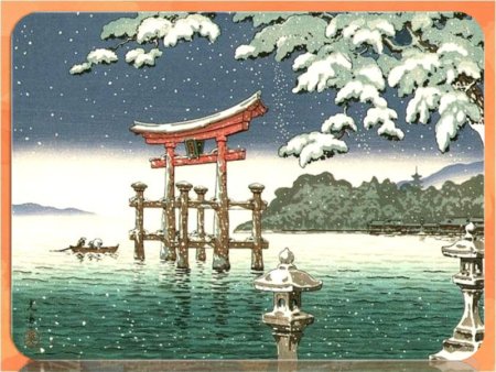 Голубой пейзаж в японском стиле