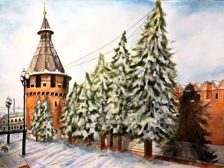 Тульский Кремль акварель