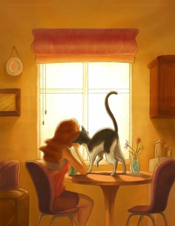 Уютный котик иллюстрация