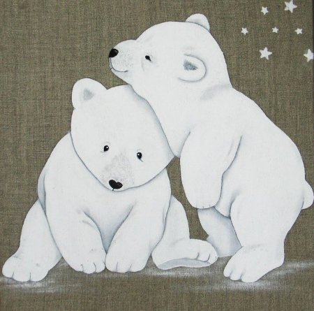 Рисование белый медведь и Северное сияние