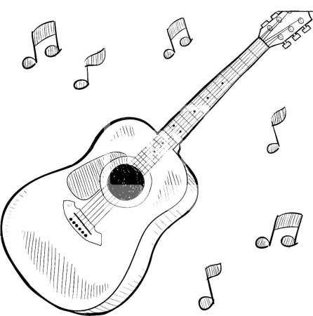 Гитара раскраска