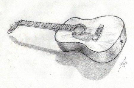Гитара карандашный рисунок