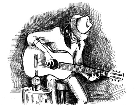 Гитара рисунок карандашом