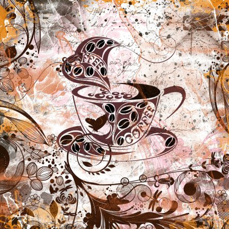 Кофе и круассан рисунок