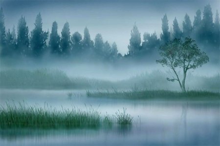 Рисование туманного пейзажа