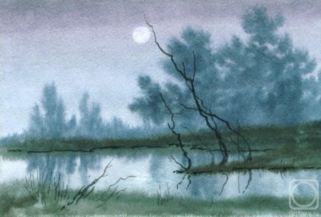 Акварельный пейзаж по сырому